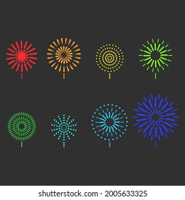 Set fireworks symbol vector , isolated on black background , Illustration Vector EPS 10