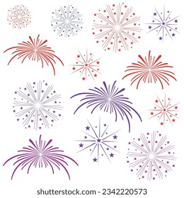  set of fireworks vector design