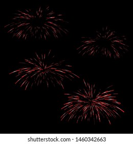 Set of Realistic Rays of fireworks. Colorful layout. Vector illustration. Dynamic style. Abstract explosion, speed motion lines from the middle. Vector illustration