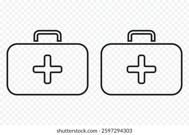 Set of First Aid box icons.  Emergency medicine concept. First aid kit, Medical care bag symbol collection. Vector Illustration.