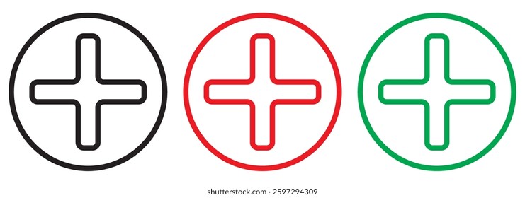 Set of First Aid box icons.  Emergency medicine concept. First aid kit, Medical care bag symbol collection. Vector Illustration.