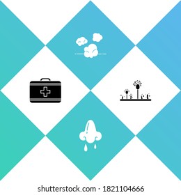 Set First aid kit, Runny nose, Dust and Mold icon. Vector.