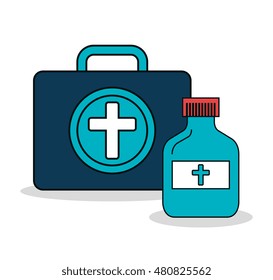 set first aid kit services medical isolated