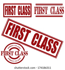 set first class grunge stamp , vector illustration