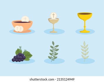 set of first communion catholic celebration