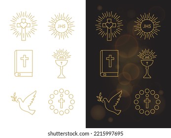 The set of First Communion. Christian Religion sign. Isolated Vector Illustration svg