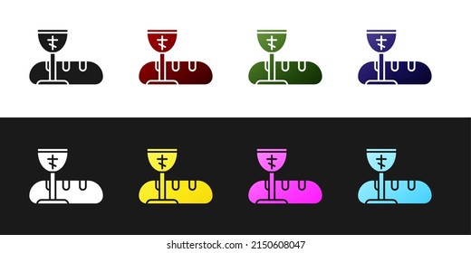 Set First communion symbols for a nice invitation icon isolated on black and white background. Vector Illustration