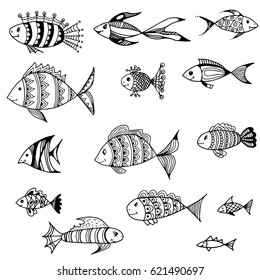 A set of fish of different styles