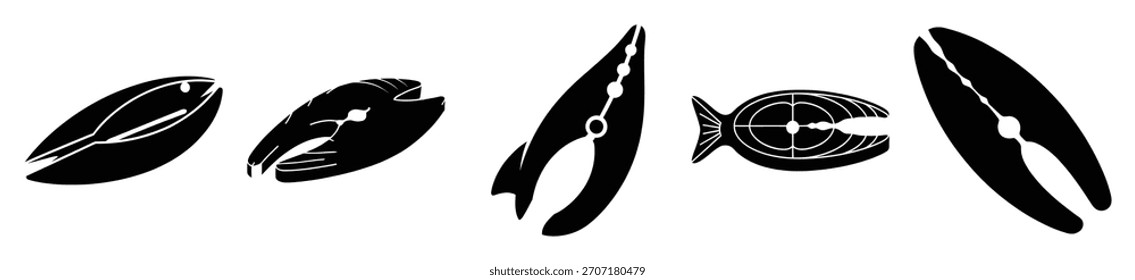Conjunto de Ilustración vectorial de icono de filete de pescado aislado sobre fondo blanco