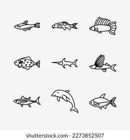Set of fish icon design for web