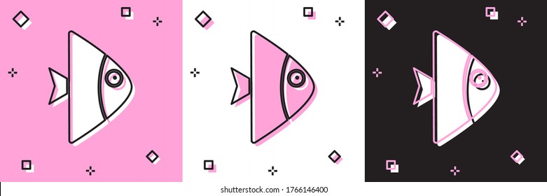 Set Fish icon isolated on pink and white, black background. Vector.
