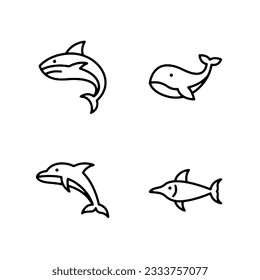 icono conjunto de peces en blanco