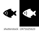 Set of fish. Fish icon vector isolated on white black background. food illustration sign collection. Fish icon