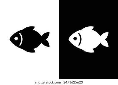 Set of fish. Fish icon vector isolated on white black background. food illustration sign collection. Fish icon