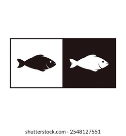 Set of fish. Fish icon vector isolated on white black background. food illustration sign collection.