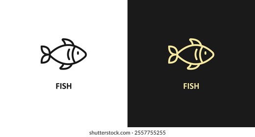 Set of fish. Fish icon vector isolated on white black background. food illustration sign collection. Fish icon