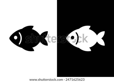 Set of fish. Fish icon vector isolated on white black background. food illustration sign collection. Fish icon