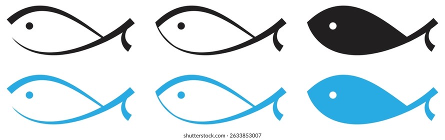 Set of Fish Logo Icons Abstract Minimalist Design.