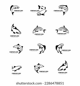 conjunto de iconos vectores del logotipo del pez