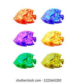 Set of fish on a white background. Isolated fish.Items for decoration for holidays and congratulations.