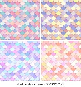 Set of fish scale seamless pattern background illustration