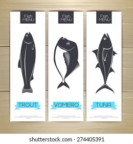 Set of fish seafood banners. Document template