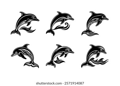 set of fish silhouette art