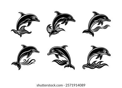 set of fish silhouette art