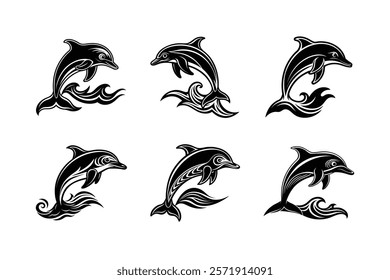 set of fish silhouette art