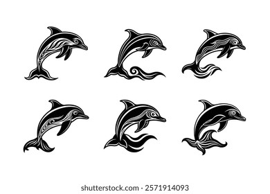 set of fish silhouette art