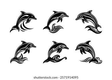 set of fish silhouette art