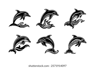 set of fish silhouette art