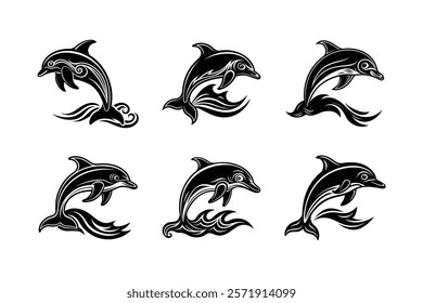 set of fish silhouette art