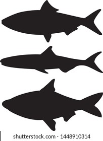 set of fish silhouettes isolated