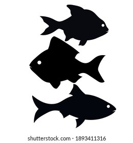 set of fish silhouettes, vector illustration