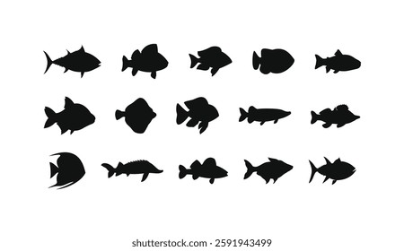 set of fish silhouettes - vector illustration, fishing