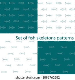 Set of fish skeletons patterns