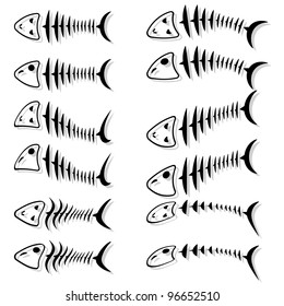 A set of fish skeletons. Vector illustration.