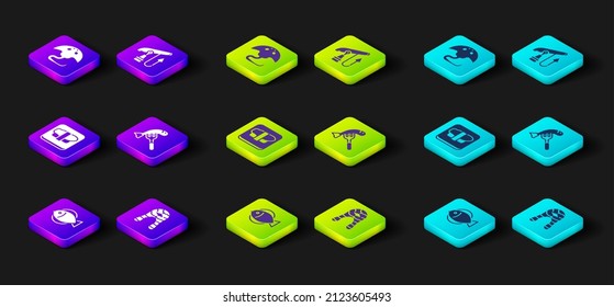 Pescado, filete, sushi en la tabla de despiece, plato de pescado servido, arpón de pesca e icono de Stingray. Vector