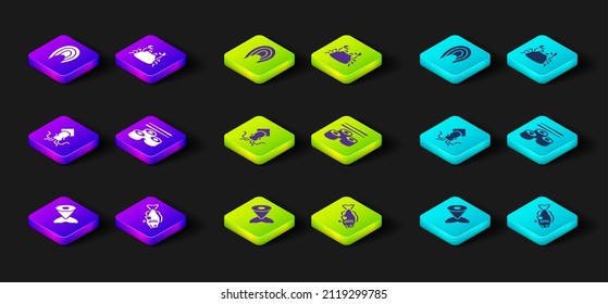 Set Fish tail, Octopus, Sushi, Crab and steak icon. Vector