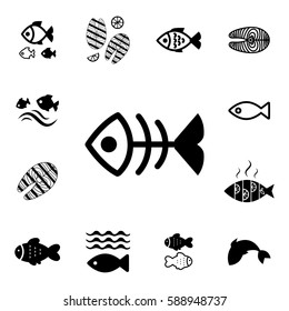 Set of Fish Vector Icon Isolated. Fishing or Seafood Template for Logo Design