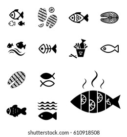 Set of Fish Vector Icon Isolated. Fishing or Seafood Template for Logo Design