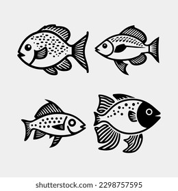 set of fish vector isolated