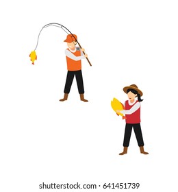 Set of Fisherman Character