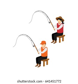 Set of Fisherman Character