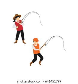 Set of Fisherman Character