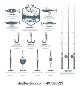 set for the fisherman. hooks, rods, floats