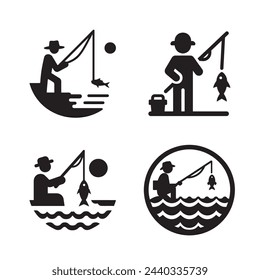 set of fishermen icons. ribak light icons. vector illustration.