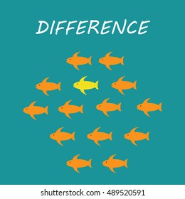 Set of fishes one is in different way vector illustration