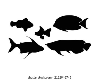 Set of Fishes Silhouette Vector Isolated - Animal Silhouette Illustration